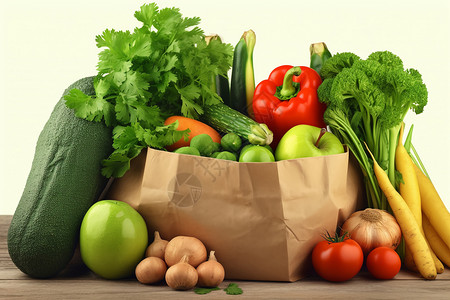 袋子里的许多蔬菜高清图片
