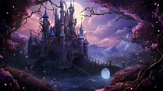 紫色梦幻城堡图片
