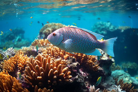 珊瑚礁鱼群背景图片
