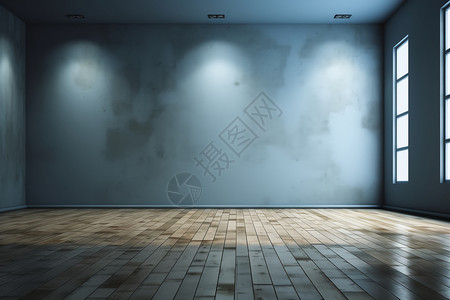 灰蓝色建筑木地板灰墙壁背景