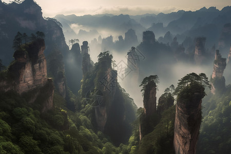 群峰奇石风景图片