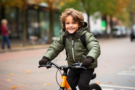 骑着自行车的可爱男孩图片