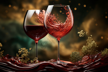 杯子里的红酒背景图片