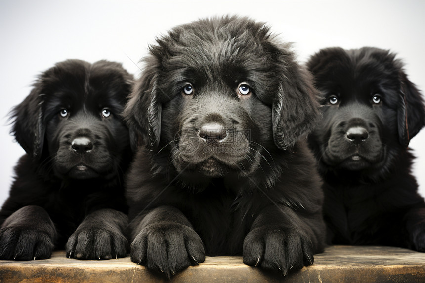 三只黑色的狗图片