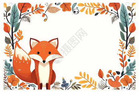 狐狸为主题的相框背景图片