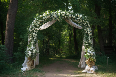公园里美丽的婚礼拱门图片