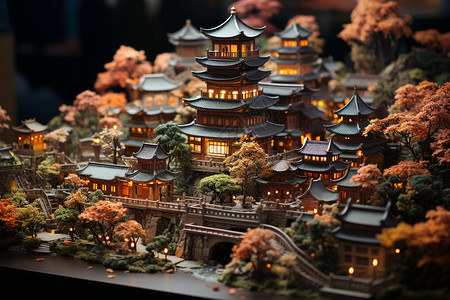 中国宏伟建筑壮丽的古代建筑模型设计图片