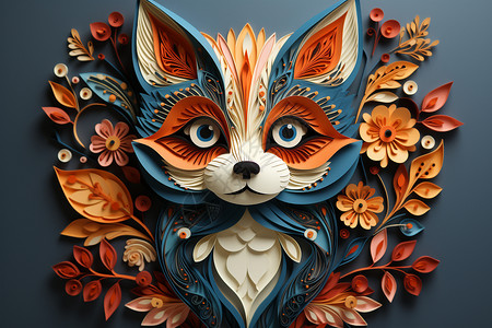 纸雕狐狸背景图片