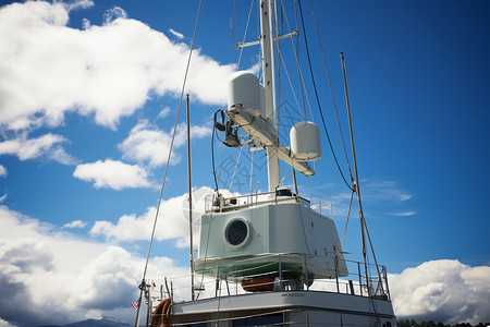 船用雷达桅杆游艇的电信设备背景