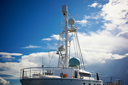 船用雷达桅杆游艇的雷达背景