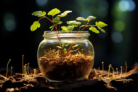 自然生态瓶植物生态瓶高清图片