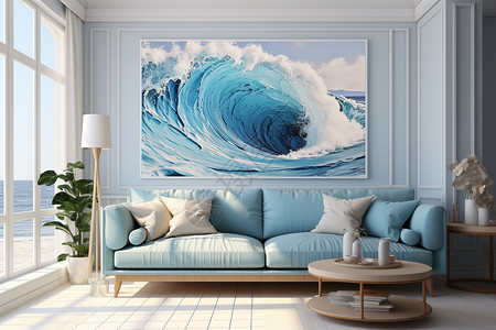 画框装饰客厅的大海装饰画设计图片