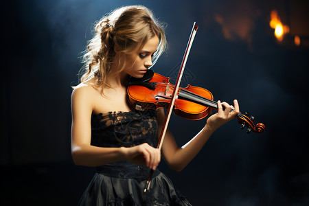 拉小提琴的女孩背景图片