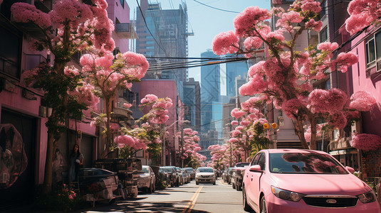 道路交通安全法粉红色的城市设计图片