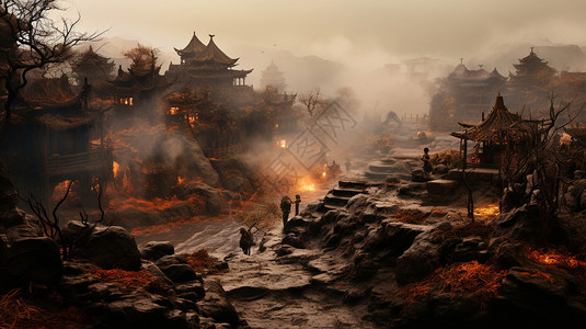 村子里的火焰背景图片