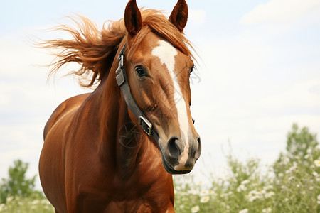 棕色小马大自然奔跑的马儿背景