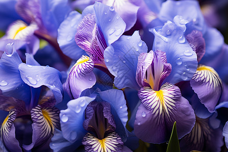 鸢尾紫色花朵中的奇迹背景