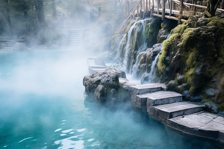 水坑温泉水池背景