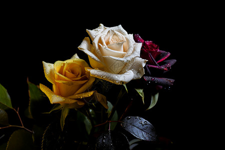 美丽的玫瑰与黑色背景图片