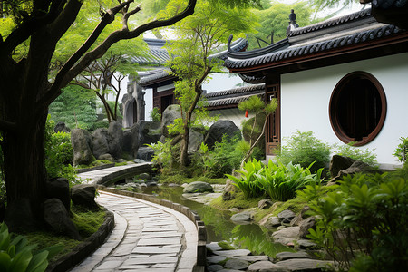 道路装饰园林中的树木绿植装饰背景