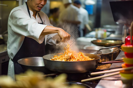 厨师忙碌烹饪高清图片