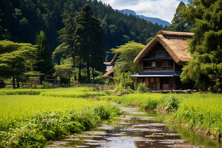 日式木屋乡村日式风格建筑背景