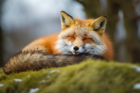 睡觉狐狸荒野中睡觉的狐狸背景