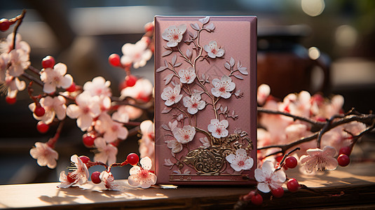 古典樱花风格的产品包装背景图片