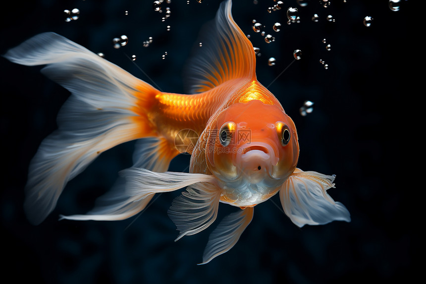鱼缸在游泳的金鱼图片