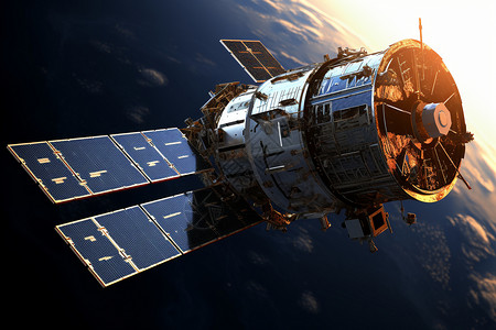 科技航行太空中航行的人造卫星背景