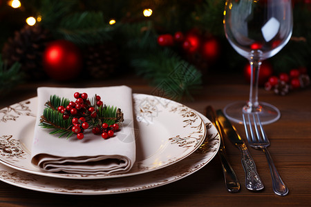 喜庆的圣诞节餐桌背景图片