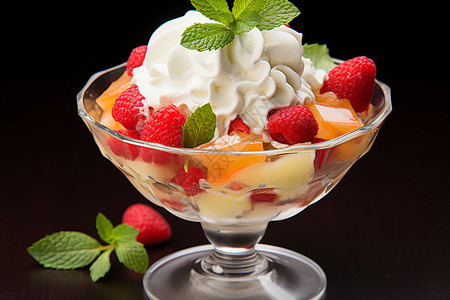 美味香甜的水果冰淇淋图片