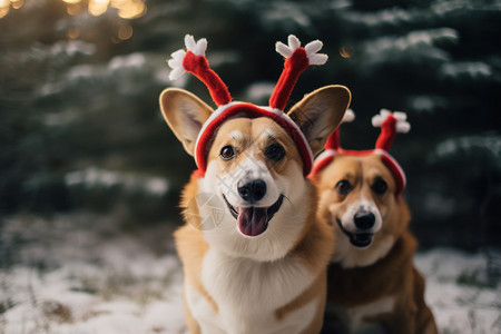 可爱的圣诞节狗狗装饰图片