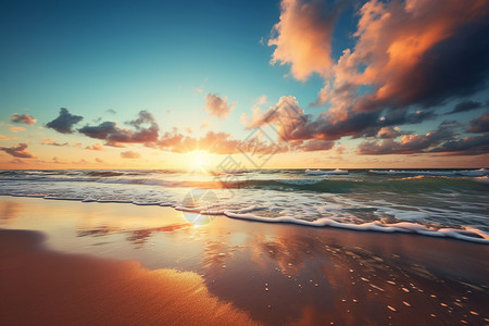 阳光明媚的海边沙滩图片
