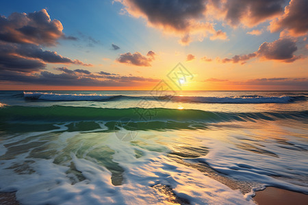 壮观的海上落日图片