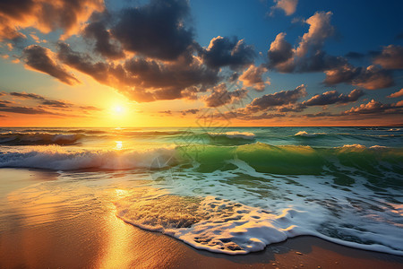 美丽的海上日落背景图片