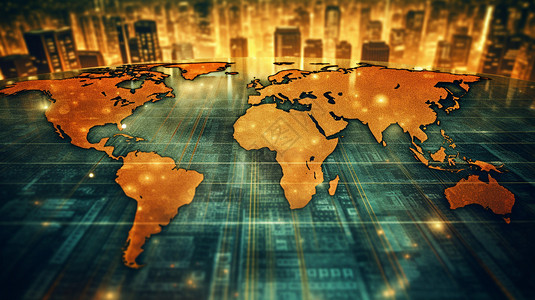 世界地图板块商业金融板块概念图设计图片
