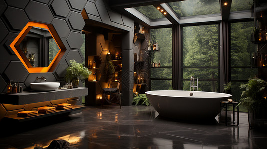 简约风格的浴室装修场景背景图片