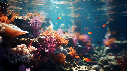 水墨世界美丽的海底世界背景