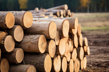 乡村原木加工厂的原木木材背景