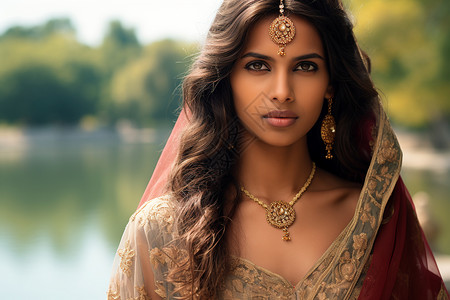 神秘装扮的印度女子背景图片