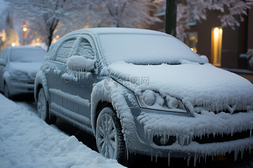 雪后街道上的汽车图片