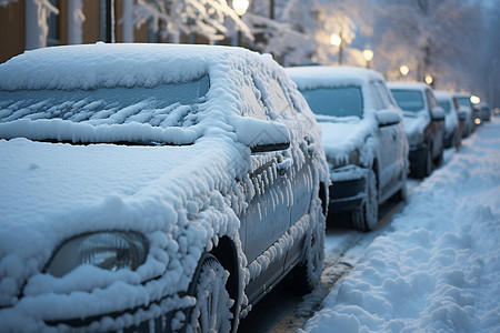 暴风雪过后的城市街道高清图片