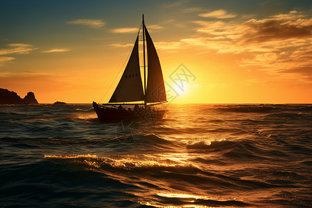 海洋中度假的帆船背景图片