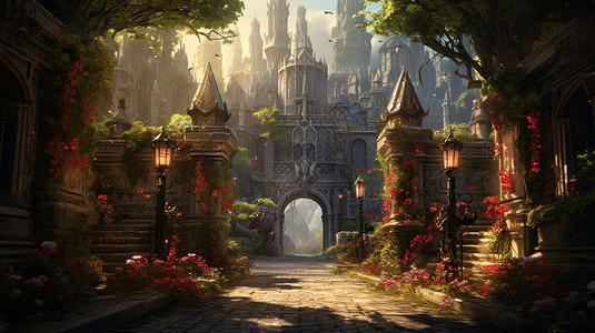 梦幻般的城堡建筑背景图片