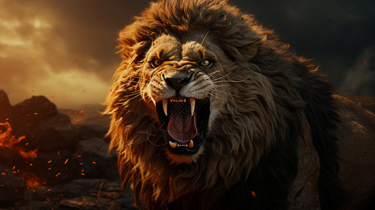 咆哮的狮子背景图片