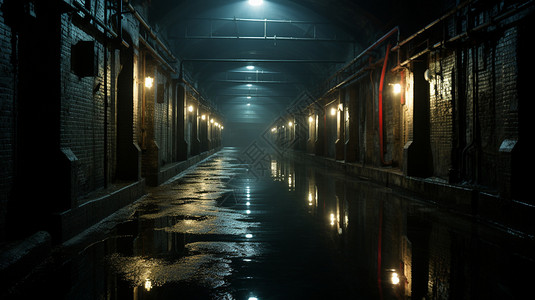 地下走廊城市中的地下水库插画