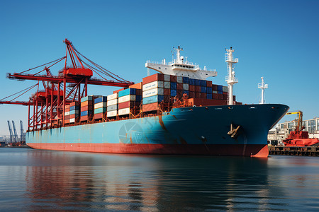 国际运输港口的运输货船图片