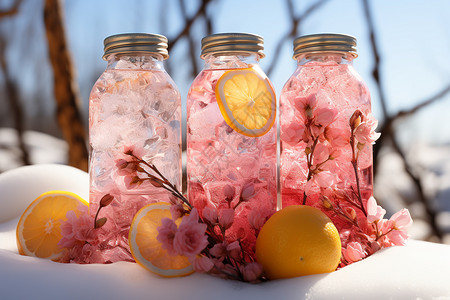 粉色汽水艺术风格的饮料设计图片