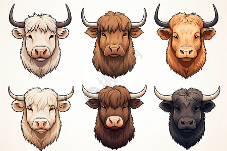 Q版卡通牛头卡通的牛头图标背景